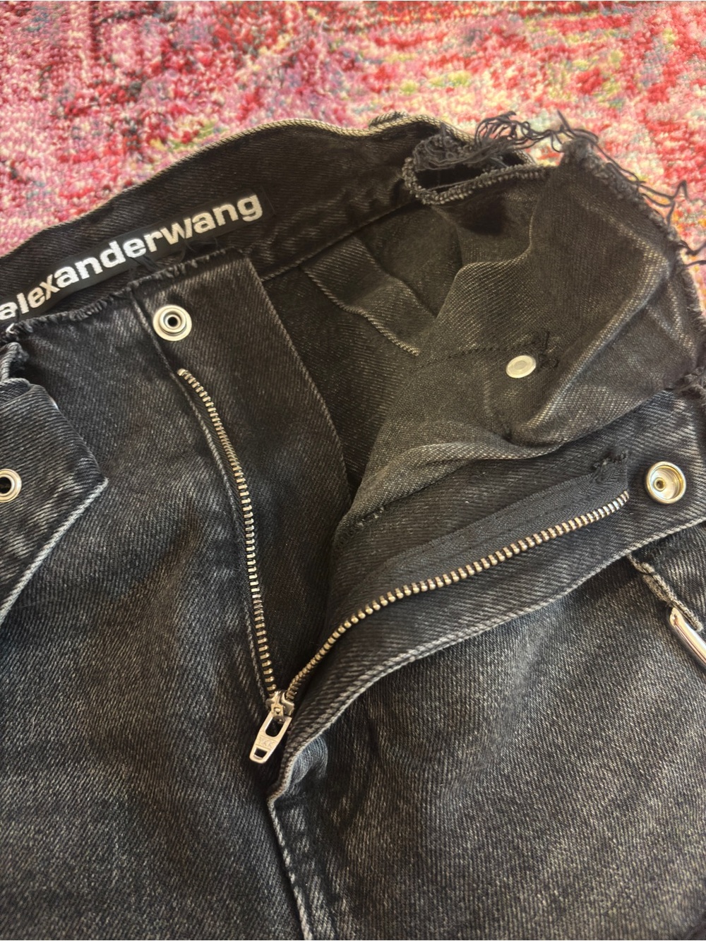 Authentic Alexander Wang Black High-Rise Frayed Hem Denim Shorts - Picture 7 of 8